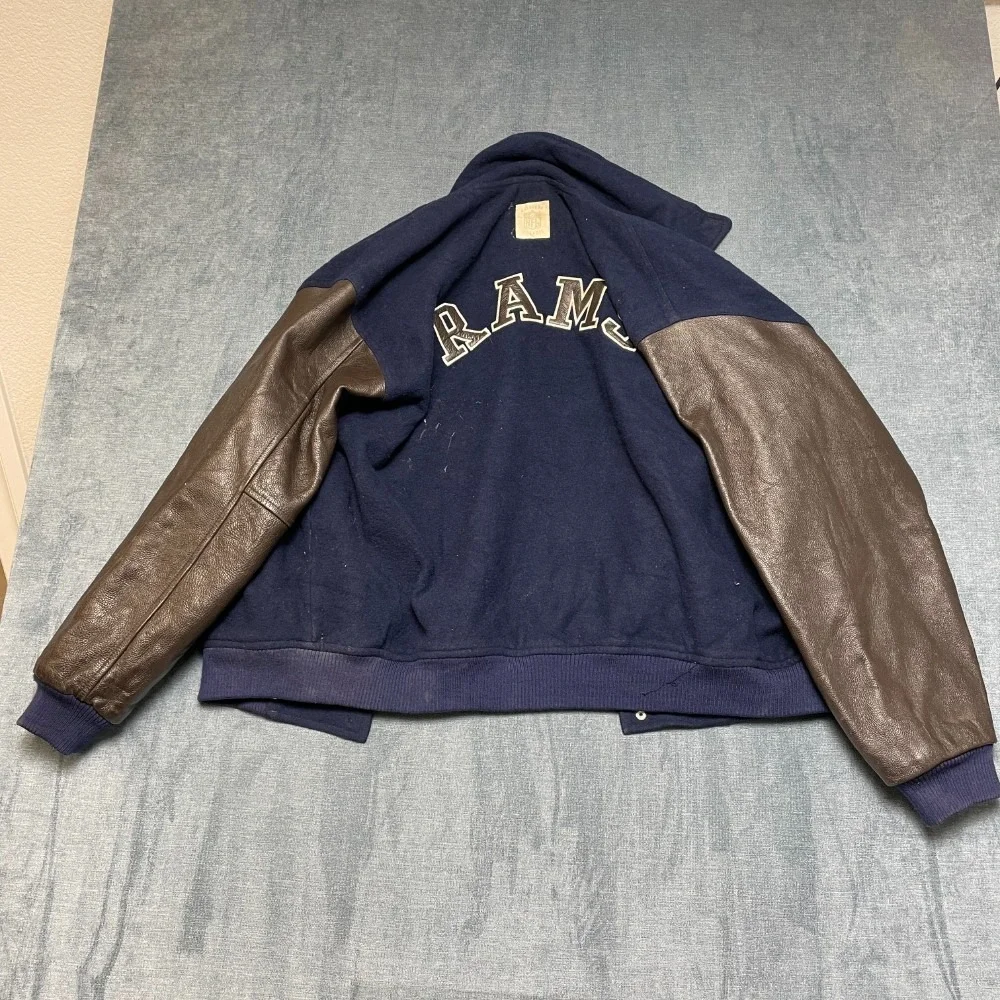 VTG Los Angeles Rams Letterman Jacket Men L Navy Blue Reebok Football NFL